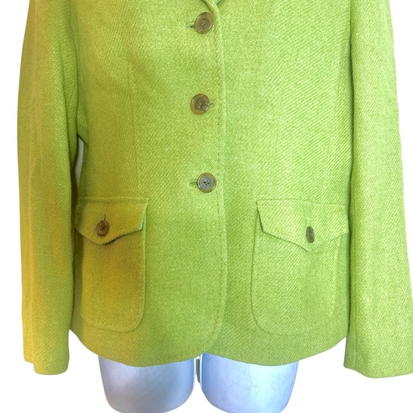 Lands End Wool Blazer Size 8P Green Button Closure Notched Lapel Collar - Picture 4 of 14